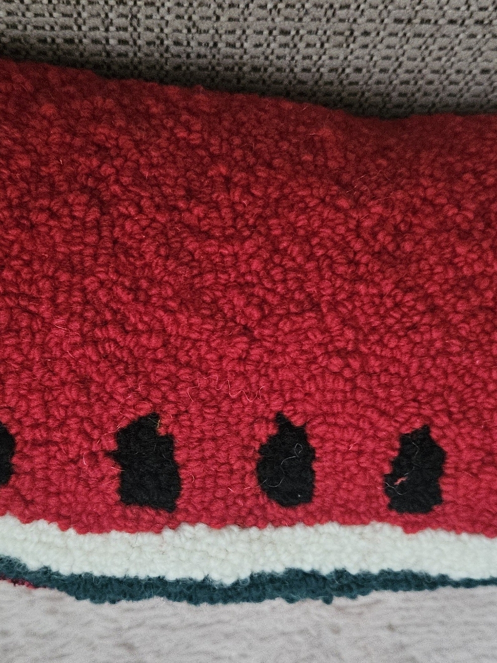Red Rughooked Watermelon Accent Pillow